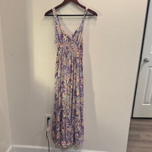Rip Curl Purple and Cream Floral Maxi Dress